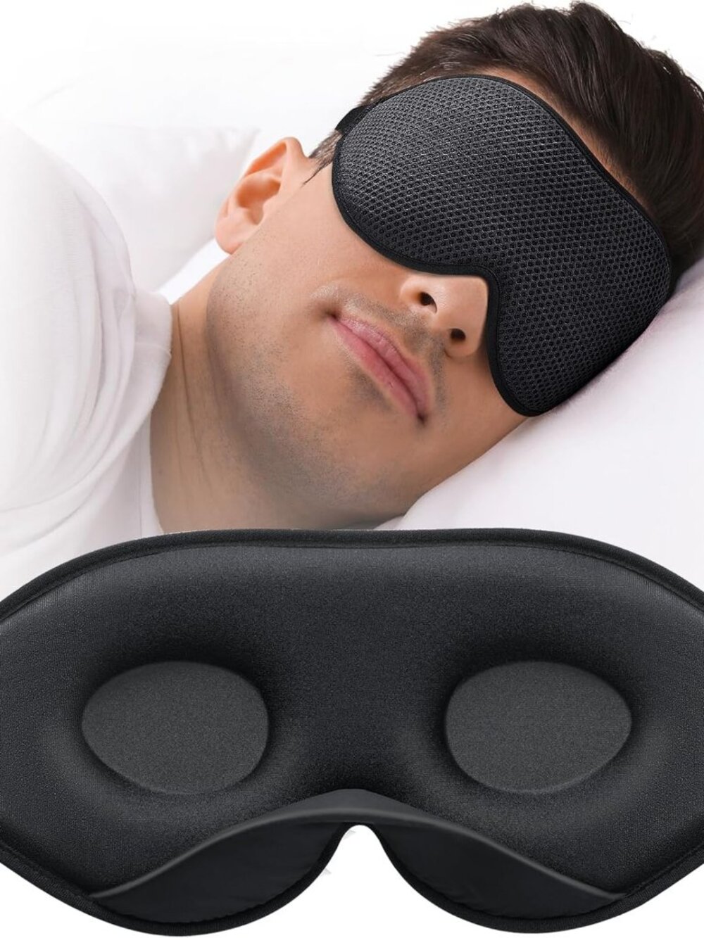 MABAO Black 3D Contoured Sleep Mask for Side Sleepers, New in Package